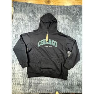 Orandesigne University Chicago Illinois Hoodie Mens Medium Black Spellout Cotton